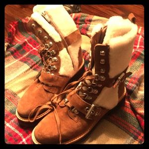 sigerson morrison iris shearling buckle boots